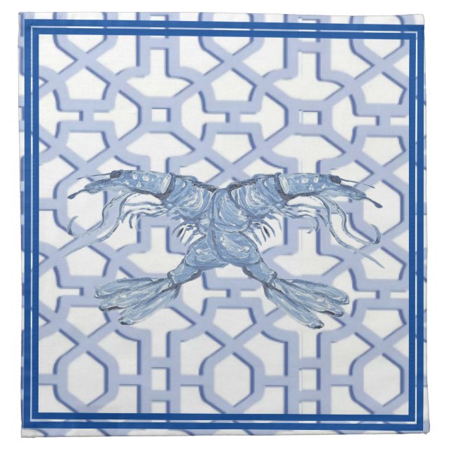 Dance of the Blue Shrimp Napkins Cloth Napkins (Front)