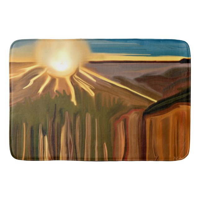 Dance of the Cacti Abstract Art Bathroom Mat (Front)