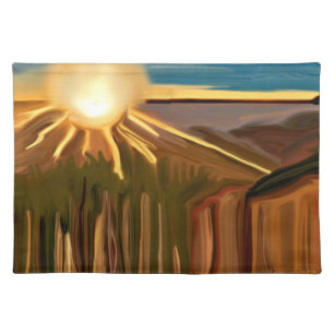 Dance of The Cacti Abstract Art Cloth Placemat