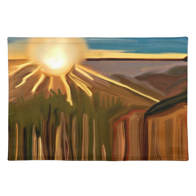 Dance of The Cacti Abstract Art Cloth Placemat (Front)