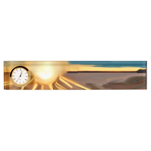 Dance of the Cacti Abstract Art Desk Name Plate (Front)