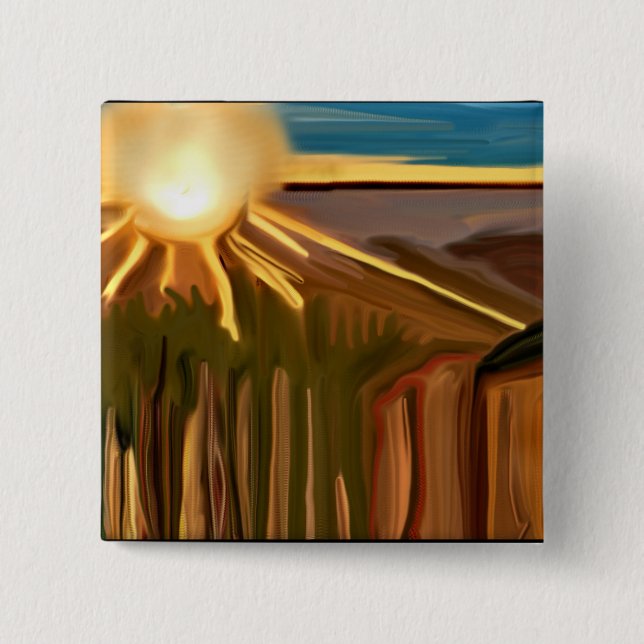 Dance of The Cacti Abstract Art Pinback Button (Front)