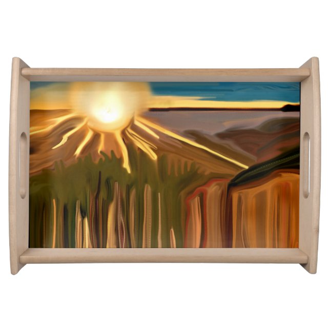 Dance of The Cacti Abstract Art Serving Tray (Front)