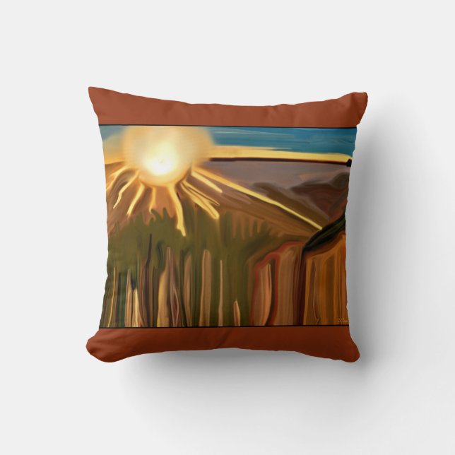 Dance of The Cacti Abstract Art Throw Pillow (Front)