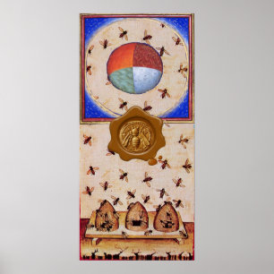 DANCE OF THE HONEY BEES WITH 4 ELEMENTS,Wax Seal Poster