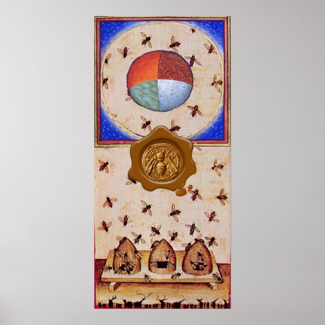 DANCE OF THE HONEY BEES  WITH 4 ELEMENTS,Wax Seal Poster (Front)