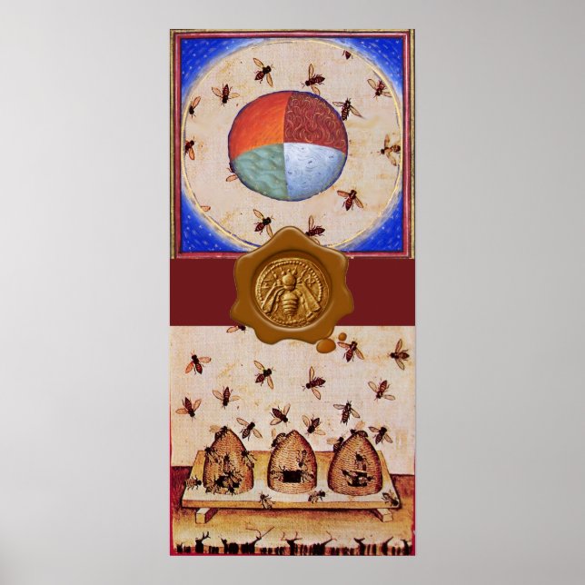 DANCE OF THE HONEY BEES  WITH 4 ELEMENTS,Wax Seal Poster (Front)