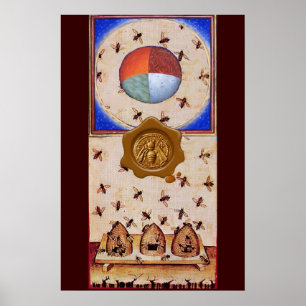 DANCE OF THE HONEY BEES WITH 4 ELEMENTS,Wax Seal Poster