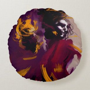 Dance Of The Mind – Expressive Abstract Figure Round Pillow