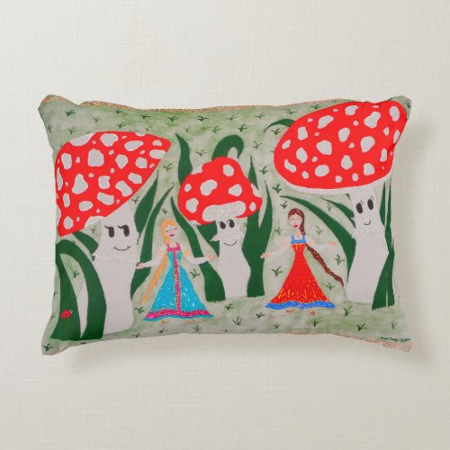 Dance of the Mushroom Fairies  Accent Pillow