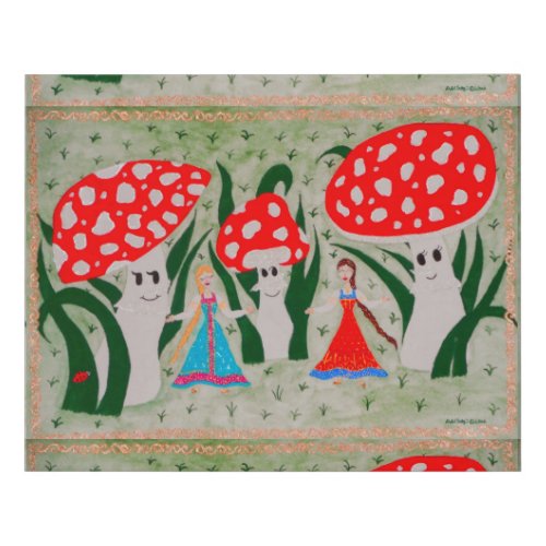 Dance of the Mushroom Fairies  Faux Canvas Print