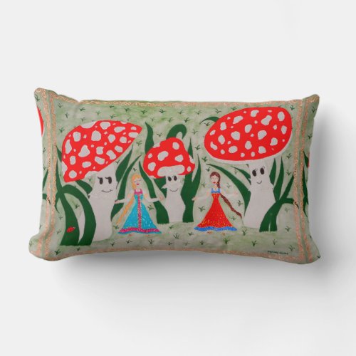 Dance of the Mushroom Fairies  Lumbar Pillow