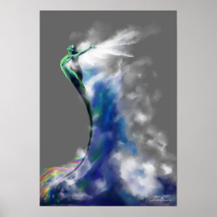Dance of the Sea: Dark Gray Poster