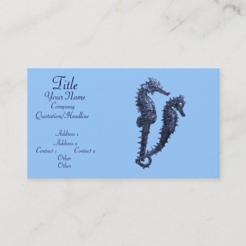 Dance Of The Seahorses Blue Business Card