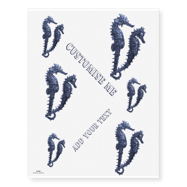 Dance Of The Seahorses (Blue) Temporary Tattoos (Front)