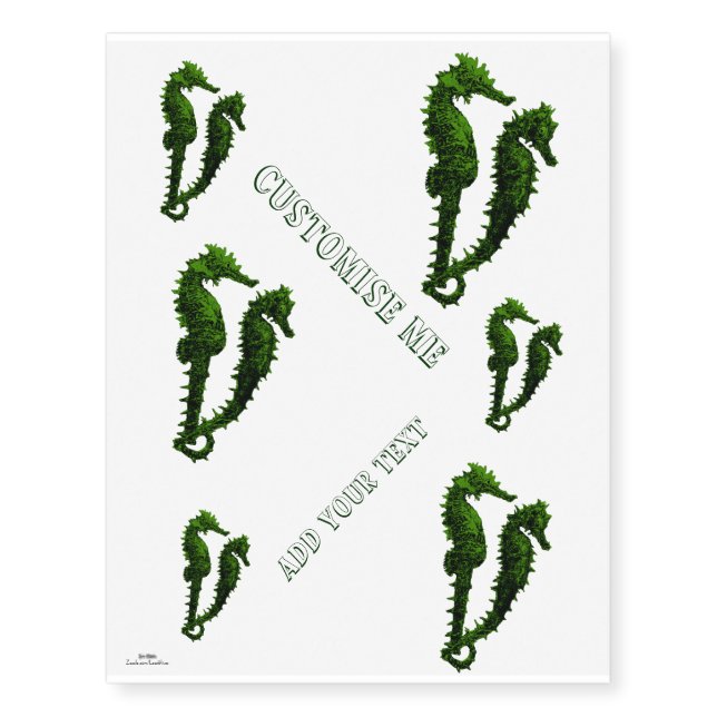 Dance Of The Seahorses (Green) Temporary Tattoos (Front)