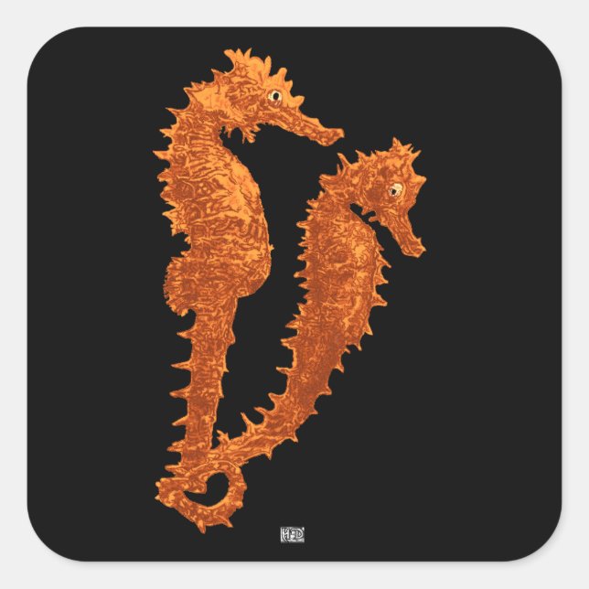 Dance Of The Seahorses (Orange) Square Sticker (Front)