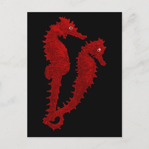 Dance Of The Seahorses Red Postcard