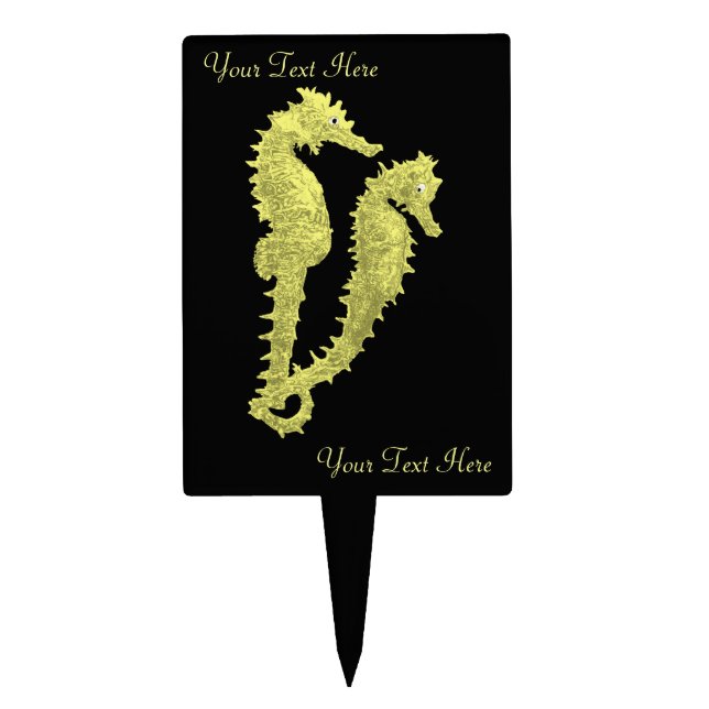 Dance Of The Seahorses (Yellow) Cake Topper (Front)