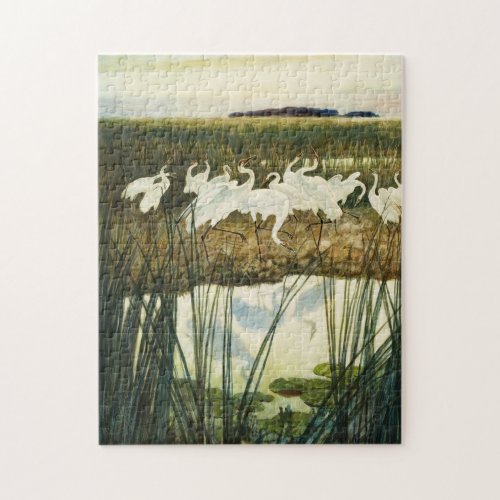 Dance of the Whooping Cranes 1939 by N C Wyeth Jigsaw Puzzle
