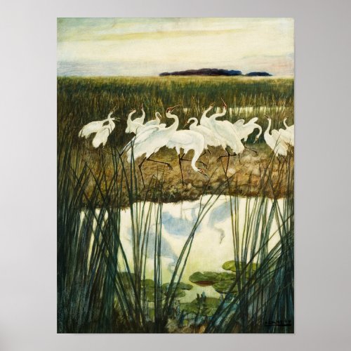 Dance of the Whooping Cranes 1939 by N C Wyeth Poster
