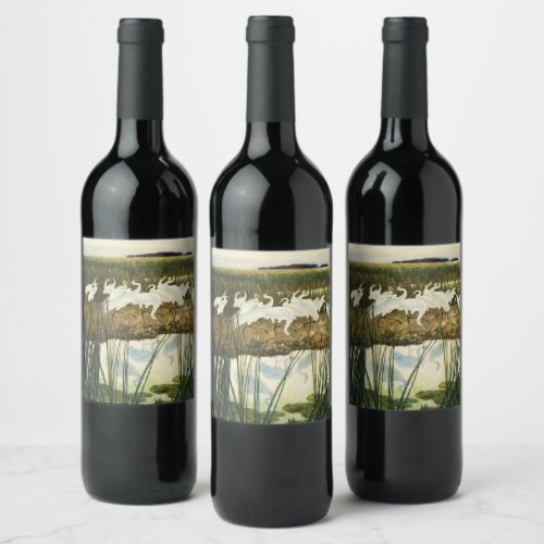 Dance of the Whooping Cranes 1939 by N C Wyeth Wine Label