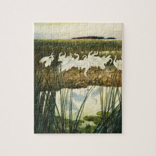 Dance of the Whooping Cranes by N C Wyeth Jigsaw Puzzle
