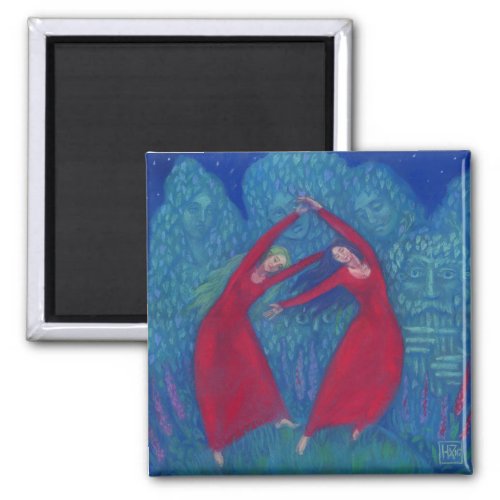 Dance of the witches pastel painting fantasy art magnet