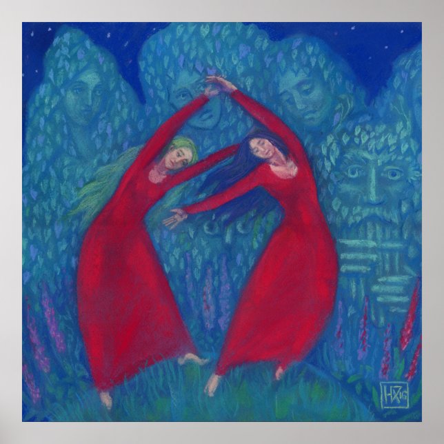 Dance of the witches, pastel painting, fantasy art poster (Front)