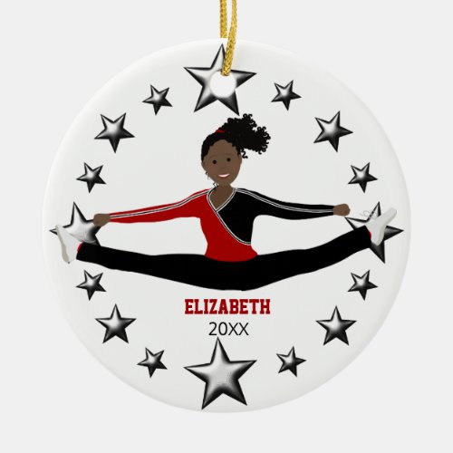Dance Or Cheer African American Red And Black Ceramic Ornament