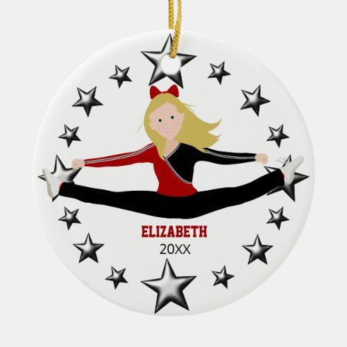 Dance Or Cheer Red And Black Ceramic Ornament