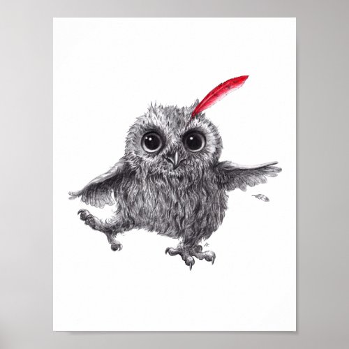 Dance owl with red feather poster
