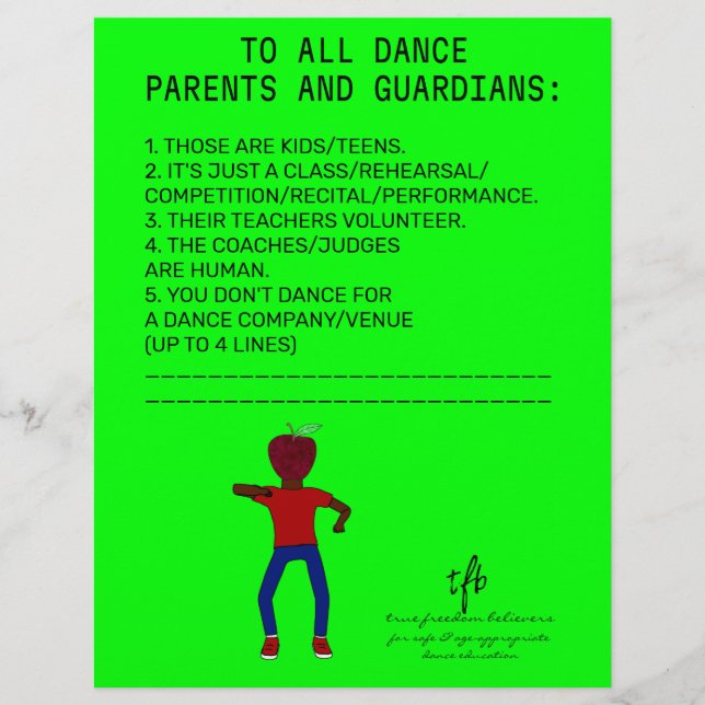 Dance Parent Reminder Apple Lime Flyer (Front)