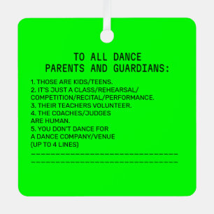 Dance Parent Reminder Apple Lime Metal Ornament