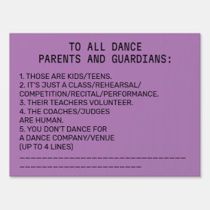 Dance Parent Reminder Sheep Lavender Sign