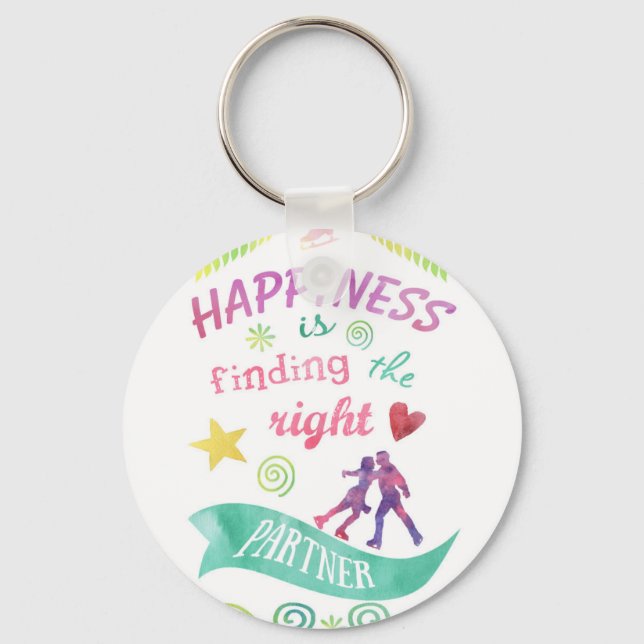 Dance Partner Ice Skate Design Keychain (Front)