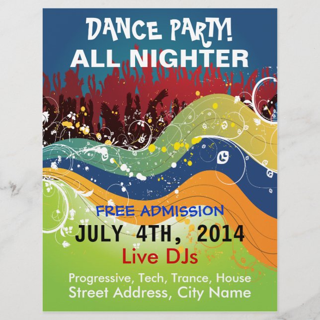 Dance Party All Nighter Flyer (Front)