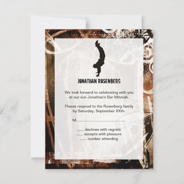 Dance Party Bar Mitzvah RSVP Reply Card (Front)