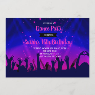 Dance party birthday invitation