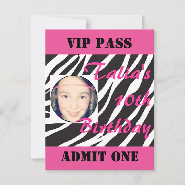 Dance Party Birthday Invitation - VIP Event Pass (Front)