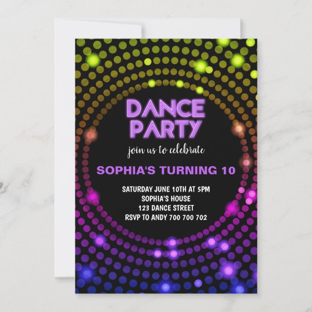 Dance Party Disco 80s Disco Ball Girls Birthday Invitation (Front)