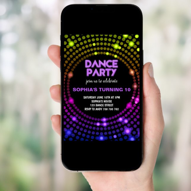 Dance Party Disco 80s Disco Ball Girls Birthday Invitation (Front Digital)