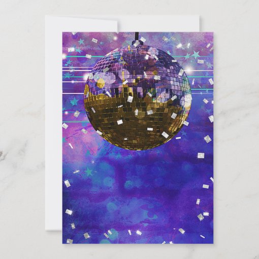 Dance Party Disco Ball Purple Cool Birthday Invitation | Zazzle