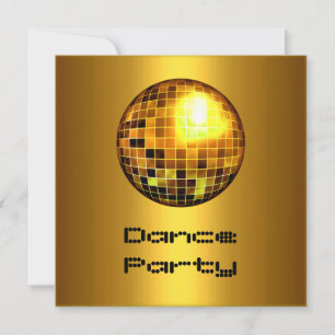 Dance Party Event Gold Mirrorball Invitation