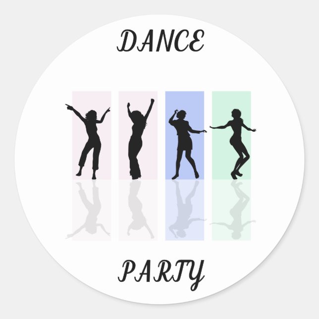 Dance party glossy stickers. classic round sticker (Front)