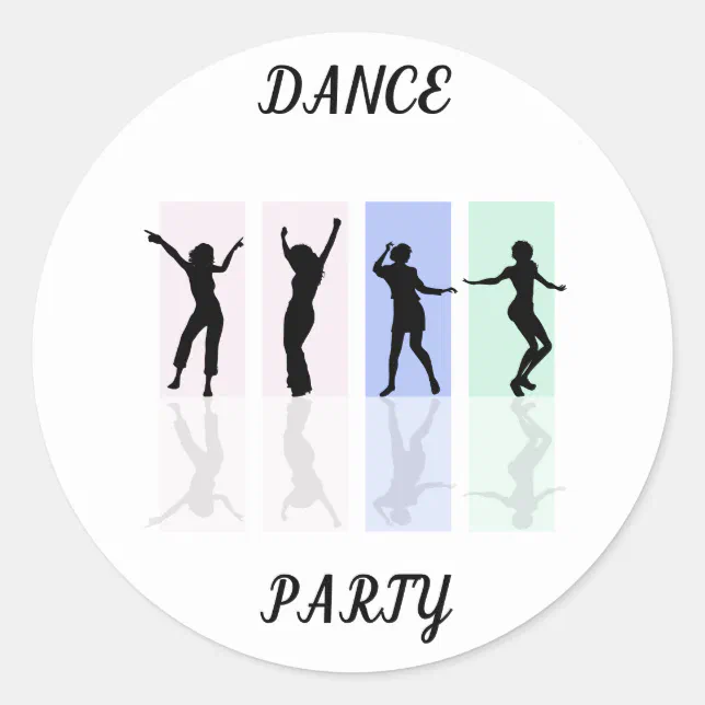 Dance party glossy stickers. classic round sticker | Zazzle