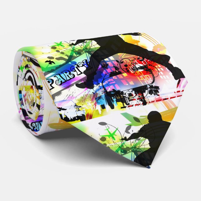 Dance Party Graffiti Neck Tie (Rolled)
