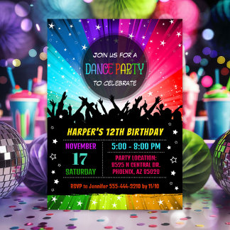 Dance Party Invitation, Disco Party Birthday Invitation