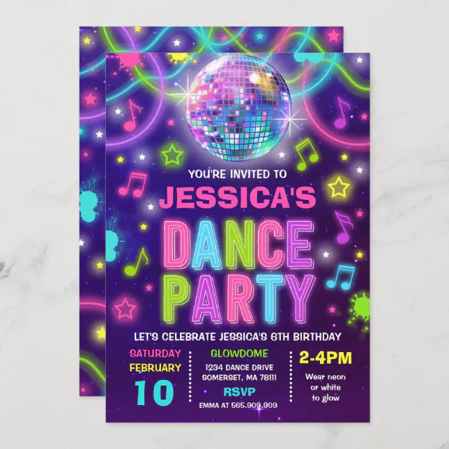 dance-party-invitation-neon-glow-dance-party-zazzle for Dance Party Invitations Printable Free Dance Party Invitation Neon Glow Dance Party | Zazzle for Dance Party Invitations Printable Free