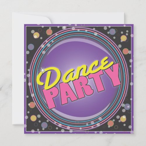 Dance Party! Neon Celebration Invitation